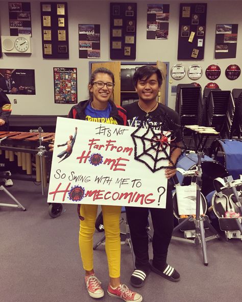 Homecoming Signs Spiderman, Spiderman Homecoming Poster Ideas, Homecoming Proposal Spiderman, Spider Man Prom Proposal, Spiderman Hoco Proposals Ideas, Spider Man Homecoming Poster Ideas, Hoco Poster Ideas Spiderman, Spider Man Hoco Proposal Poster, Marvel Hoco Proposals Ideas