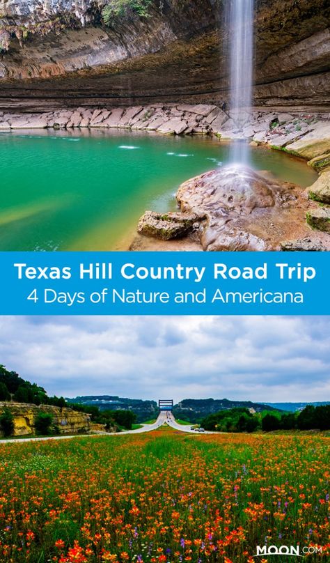 Set out on a four-day Texas Hill Country road trip with this detailed itinerary. This trip is an adventure into beautiful parks with natural wonders such as Hamilton Pool Preserve and Enchanted Rock, plus tiny towns like Gruene that meticulously preserve remnants of Americana and the Wild West. #texas #roadtrip Hamilton Pool Preserve, Texas Trip, Hamilton Pool, Texas Adventure, Enchanted Rock, Texas Destinations, Texas Places, Beautiful Parks, Texas Vacations