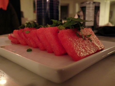 Watermelon Sashimi, Compressed Watermelon, Mochi Japanese, Sashimi Tuna, Tuna Sashimi, Hungry Hearts, Sous Vide Recipes, Homemade Sushi, Gourmet Desserts