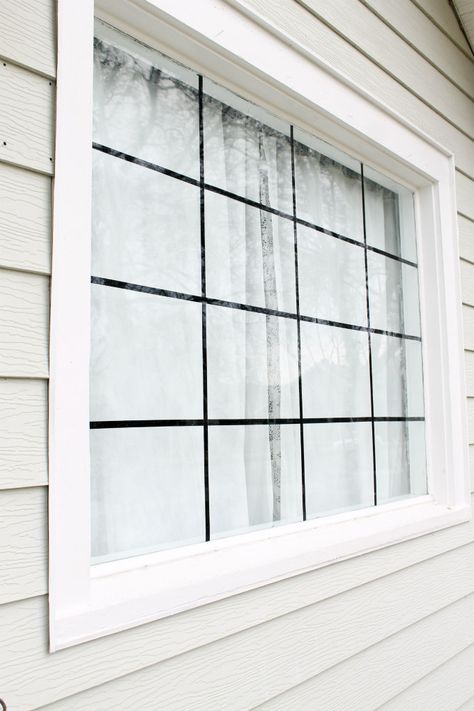 How to update boring windows using electrical tape - The Wicker House Window Grids, Wicker House, Black Window Frames, Tape Window, House Window Design, Interior Window Shutters, Backyard Cottage, Window Inserts, Front Door Paint Colors