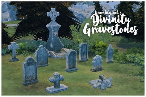 Divinity Gravestones Because it’s almost the spookiest time of the year, and because I’ve recently rediscovered all my Divinity Original Sin 2 files, here is a pack of converted gravestones for you... Sims 4 Halloween Cc, Bad Witch Costume, Sims 4 Halloween, Divinity Original Sin 2, Different Halloween Costumes, Halloween Toddler Party, Around The Sims 4, Divinity Original Sin, Los Sims 4 Mods