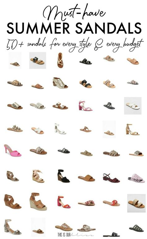 Must-have Summer Sandals for every style and every budget - This is our Bliss Must Have Sandals, Beige Sandals For Beach Season, Cheap Summer T-strap Sandals For Beach Season, Non-slip Beach Sandals For Spring, Beige T-strap Sandals For Spring Beach Outings, Affordable Summer T-strap Sandals For Beach Season, Types Of Sandals, Gold Strappy Sandals, Sandals Patterns