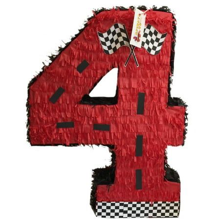 4 Pinata, Racing Theme, Race Car Themes, Hot Wheels Birthday, Hot Wheels Party, Car Theme, Number Four, Cars Party, Race Car Party