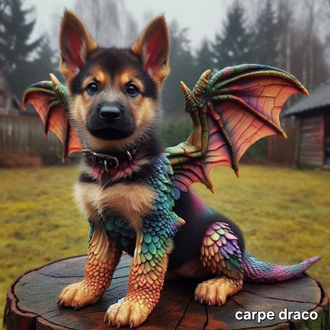 Mythical Dog Art, Magical Dogs, Dog Dragon, Dragon Dog, Fantasy Pets Mythical Creatures, Fantasy Dog, Cool Mythical Creatures, Cool Dragon Pictures, Funny Wild Animals