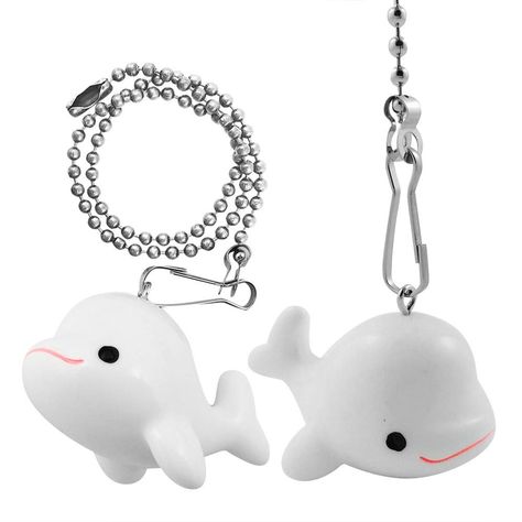 PRICES MAY VARY. 2 Pack Whale Ornaments -- Cute whale ceiling fan pull chain for kids and home decor. 3.2 mm Diameter Beaded Ball -- Bigger beaded chain ball, better hand feeling. Stainless Steel Material -- Fan/light pull Chains, Connectors, Hooks are in stainless steel material. Extra 90cm Chain -- Extra 2 X 90cm Extension Chains, Extra 4 Connectors. Window Box Package -- Protect the products and good to present as a gift. What you get
 2 pieces X Whale Fish Ornaments
 2 pieces X 13.7 inches C Whale Fish, Fan Pull Chain, Ceiling Fan Pull Chain, Ocean Kids, Ceiling Fan Pulls, Fish Ornaments, Cute Whales, Fan Pulls, Light Chain