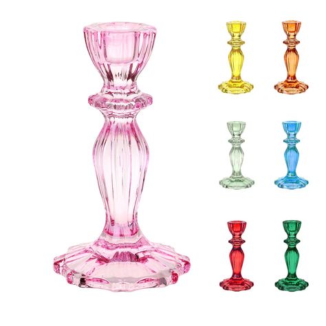 PRICES MAY VARY. Brighten up your home with Talking Tables Pink Glass Candlestick Holder. This tapered glass candle holder makes for an elegant and sophisticated addition to your table decorations A candlesticks holder is perfect for adding height to your next party tablescape, as table centrepieces for dining room or to add a pop of color to your kitchen table, mantelpiece or fireplace as home décor SIZE - This pink candle stand is 16cm high and holds 2cm candle depth. Ideal for stick candles o Elegant Christmas Table, Boho Candle Holders, Dinner Party Birthday, Boho Candle, Romantic Candle Light Dinner, Candlestick Centerpiece, Large Candle Holders, Glass Candlestick Holders, Christmas Candle Holders