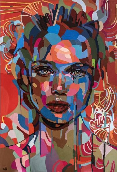 Saatchi Art Artist Noemi Safir; Painting, “It is time” #art Abstract Portrait Painting, William Adolphe Bouguereau, Tableau Pop Art, 얼굴 그리기, Abstract Face Art, Soyut Sanat Tabloları, Time Painting, Tableau Art, Arte Inspo