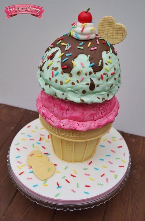 Birthday Cake Ice Cream, Sundae Party, Ice Cream Cone Cake, Nursing Cake, Ice Cream Birthday Cake, Cake Liner, Cake Ice Cream, Ice Cream Birthday Party, Fun Cakes