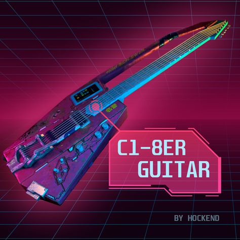 Cyberpunk Guitar, Futuristic Guitar, Live Singing, Campaign Ideas, Bubble Machine, Hard Surface, Free Downloads, Music Stuff, Design Inspo