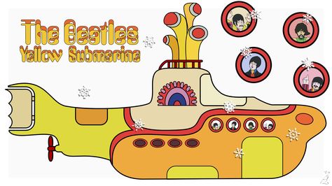 Beatles Birthday Cake, Submarine Drawing, The Yellow Submarine, Beatles Birthday, Beatles Party, The Beatles Yellow Submarine, Russian Submarine, Beatles Yellow Submarine, Red October