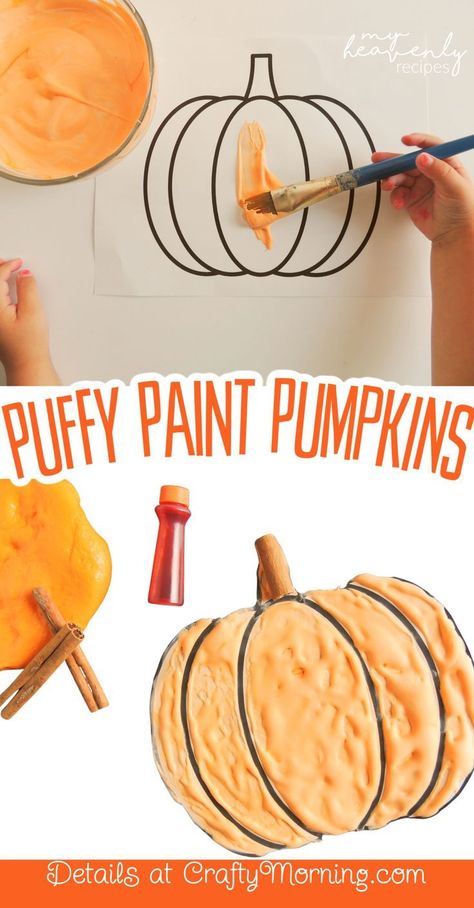 Puffy Paint Pumpkin Craft, Pumpkin Painting Craft, Puffy Paint Pumpkins, Pumpkin Plate Craft, Pumpkin Craft Toddler, Pumpkins Crafts For Toddlers, Prek Pumpkin Crafts, Pumpkin Projects For Toddlers, Pumpkin Arts And Crafts For Toddlers