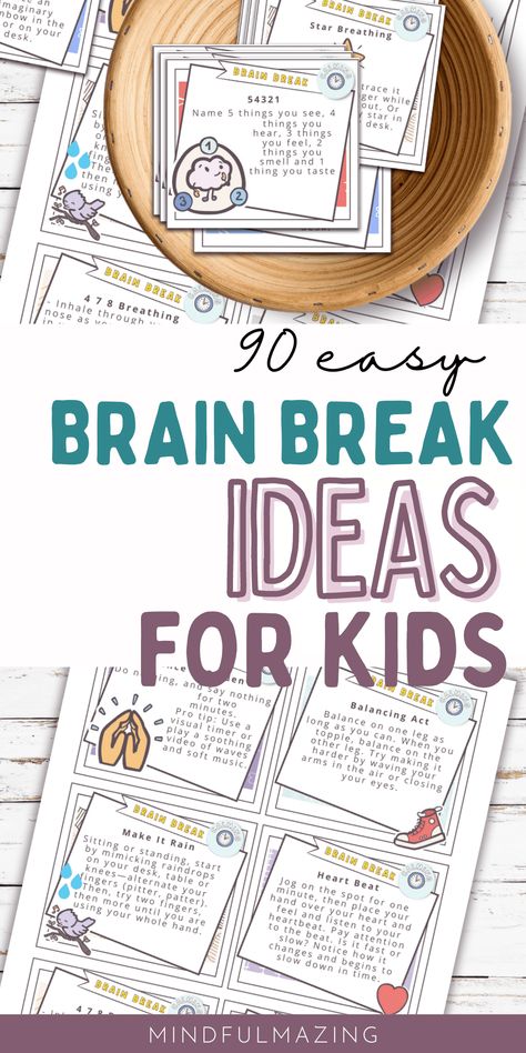 Fun Brain Breaks, Brain Break Ideas, Counseling Career, Break Ideas, Fun Brain, Mindfulness For Kids, Middle Schoolers, Kids Focus, Teacher Cards