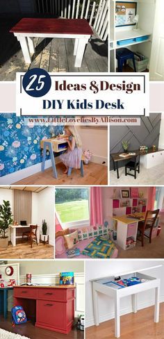 Kids Desk Diy, Kids School Desk, Kids Desk Ideas, Kids Computer Desk, Small Kids Desk, Diy Kids Desk, Wooden Study Desk, Kids Desk Storage, Toddler Desk