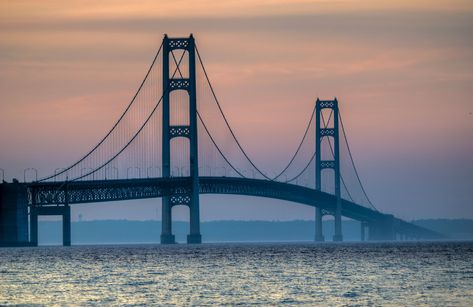 Mackinac Bridge Tattoo, Mackinaw Bridge, Bridge Tattoo, Beautiful Bridges, Michigan Adventures, Bridge Painting, Mackinac Bridge, Flow Art, Plate Ideas