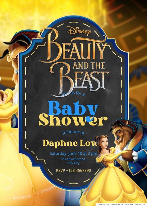 Beauty and the Beast Baby Shower Invitation Templates Check more at https://www.fridf.com/beauty-and-the-beast-baby-shower-invitation-templates/ Beauty And The Beast Gender Reveal, Bday Outfits, Baby Shower Invite Template, Disney Beast, Disney Baby Shower, Bday Girl, Baby Shower Invite, Invite Template