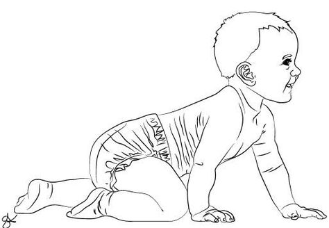 Baby Crawling Drawing, Crawling Drawing, Baby Line Drawing, Daycare Contract, Baby Crawling, Crawling Baby, Credit Union, Coloring Page, Line Drawing