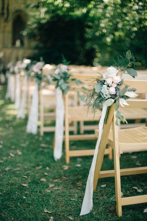 Ceremony Flowers Aisle, Wedding Ceremony Chairs, Wedding Aisle Outdoor, Wedding Isles, Kirkenes, English Garden Wedding, Ceremony Chairs, Aisle Flowers, Wedding Chair Decorations