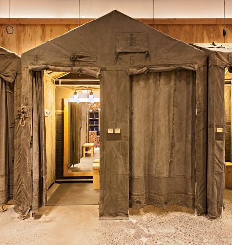 Fabric Architecture, Store Grand Opening, Camping Bar, Military Store, Tactical Store, Military Shop, Cabin Interiors, Store Windows, Bachelor Pad