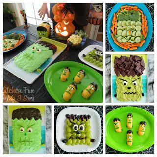 11 of our Frankenstein Fun Food Ideas! Snicker Apple Salad, Fun Food Ideas, Spooky Snacks, Classic Peanut Butter Cookies, Fun Halloween Food, Lemon Cake Mixes, Kitchen Fun, Chocolate Peanut Butter Cookies, Healthy Halloween