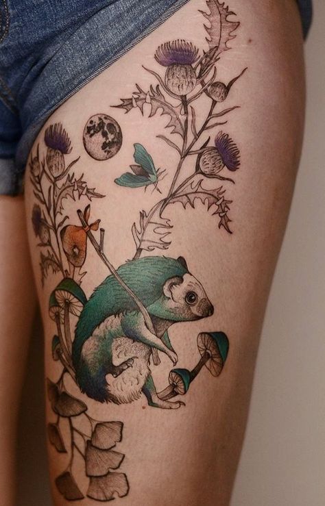 Hedgehog Tattoo, White Rabbit Tattoo, Trash Polka Tattoo Designs, Wildlife Tattoo, Animal Tattoo Ideas, Ancient Tattoo, Rabbit Tattoos, Nature Tattoos, Skin Art