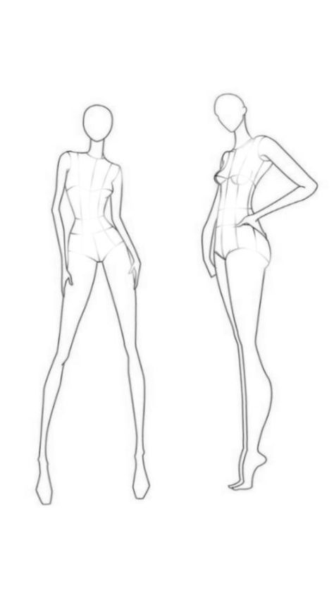 Poses For Women Drawing, Croquis Fashion Illustration Poses Front And Back, Fashion Figure Drawing Front And Back, Stylized Fashion Illustration Poses, Figurini Moda Pose Base, Fashion Model Poses Illustration, Fashion Illustration Body Poses, Basic Croquis, Croquis Fashion Illustration Female