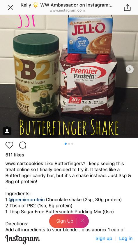 Butterfinger low carb shake Butterfinger Premier Protein Shake, Blended Meals Recipes, Low Carb Liquid Diet, Pb2 Shake Recipes, Bariatric Dessert Recipes Sleeve, Pb2 Recipes Low Carb, Low Carb Bariatric Recipes, Bariatric Sweet Treats, Bariatric Protein Recipes