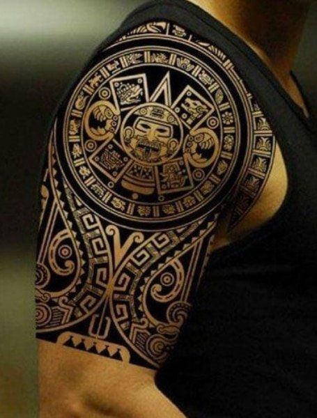 80 Meaningful Tribal Tattoos for Men in 2022 - The Trend Spotter Mayan Masks, Tattoo Hombre, Chris Garver, Mayan Tattoos, Aztec Tattoos, Mexican Tattoo, Aztec Tattoo Designs, Marquesan Tattoos, Maori Tattoo Designs