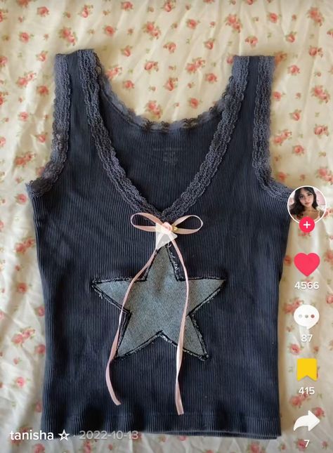 Simple Shirts To Sew, Sewing On Tshirt, Upcycle T Shirts No Sew, Y2k Upcycle Clothes, Tank Top Upcycle Ideas, Upcycled Tank Top, Upcycled Shirts Diy Ideas, Easy Upcycle Clothes, Upcycling Tshirt