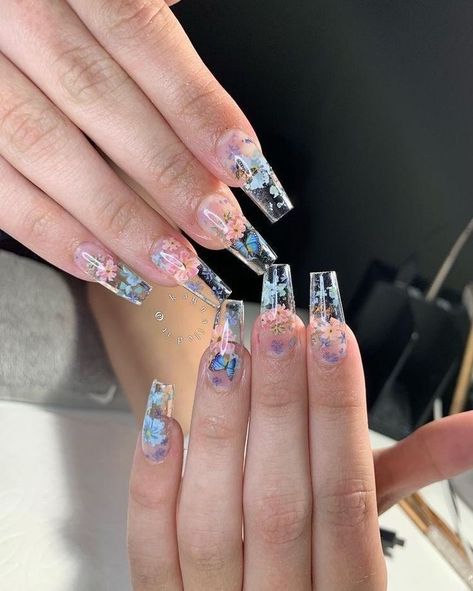 Nailart Ideas, Clear Acrylic Nails, Clear Nail, Gel Extensions, Summer Acrylic Nails, Acrylic Nail Art, Clear Nails, Dream Nails, Coffin Nails Designs