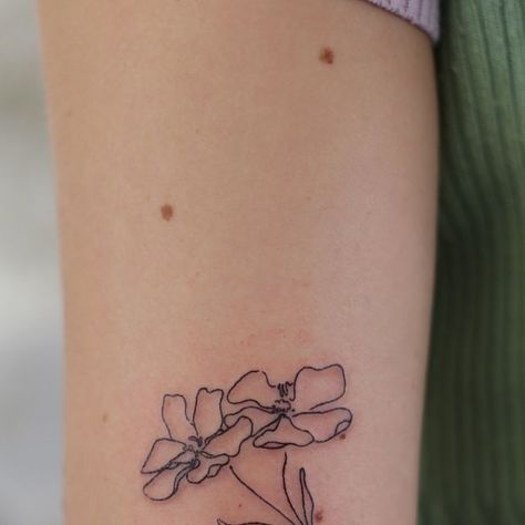 s u k i on Instagram: "small and delicate, made at @o.t.t.i.l.i.e 🌸" Butterfly Ranunculus Tattoo, Tattoos, Instagram