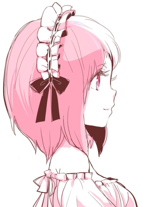 Anime Side View, Pink Girls Art, Pink Manga, Pink Hair Anime, Pink Anime, Gothic Girl, Hair Drawing, Character Inspo, Anime People