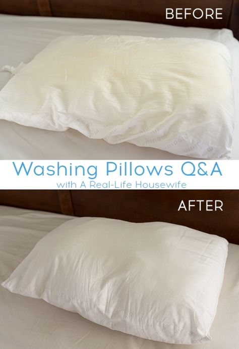 How to Wash and Whiten Pillows Wash Pillows, Cleaning Techniques, Deep Cleaning Tips, Diy Cleaners, Organizing Tips, Cleaning Recipes, Cleaners Homemade, Simple Life Hacks, Sparkling Clean