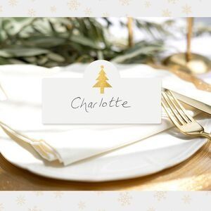 Place Cards & Wine Charms | notonthehighstreet.com Christmas Name Place Cards, Place Cards Christmas, Christmas Dinner Set, Gold Foil Christmas, Christmas Place Cards, Gold Foil Design, Foil Design, Christmas Dinner Table, Christmas Place