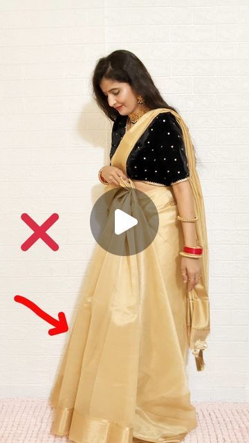 Koti Blouse Designs For Saree, Biscuit Colour Saree, Zudio Shopping Women, Sari Tutorial, Different Saree Draping Styles, Big Indian Wedding, Gold Saree, Draping Styles, Golden Saree