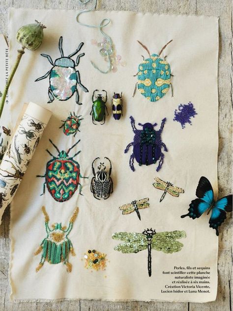 In Stitches | 10 Embroidery + Punch Needle Ideas | Poppytalk | Bloglovin’ Embroidery Pixel, Cool Embroidery Ideas Clothes, Punch Needle Ideas Projects, Embroidery Ideas Clothes, Cool Embroidery Designs, Beetle Embroidery, Embroidery Pillows, Needlework Ideas, Embroidery Pillow