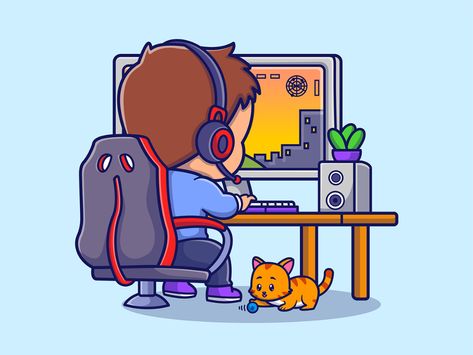 People activities👦🏻👧🏻🎧🍦💻 on Behance Procreate Face, Digital Art Programs, Computer Logo, Face Tutorial, Play Computer Games, Computer Vector, Cartoons Dp, Character Design Tutorial, Gamer Boy