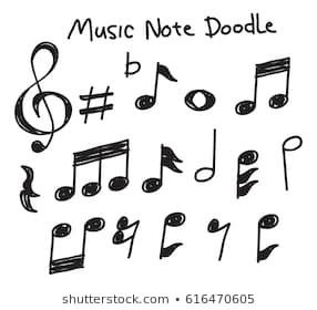 Music Note Doodle, Yearbook Doodles, Notes Tattoo, Music Notes Drawing, Notes Doodles, Music Sketch, Music Doodle, Doodle Paint, Note Doodles