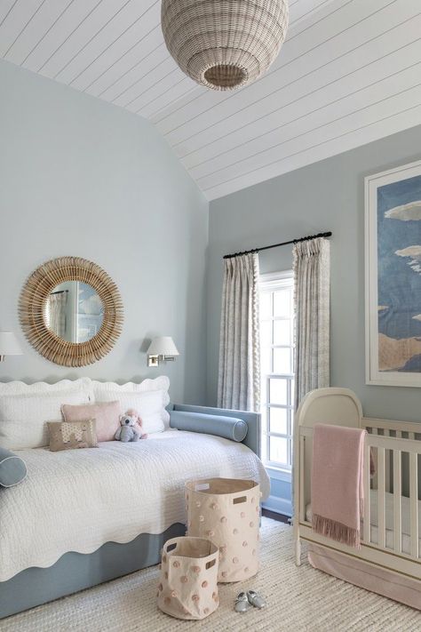 Nursery Daybed, Nursery Guest Room Combo, Light Blue Nursery, Nursery Guest Room, Toddler Girl Room, Nursery Room Design, Baby Room Inspiration, Nursery Room Inspiration, Nursery Baby Room