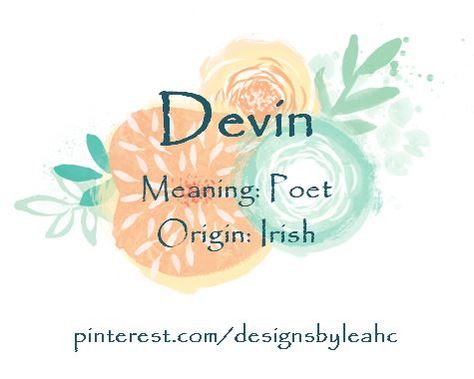 Baby Boy Name: Devin. Meaning: Poet. Origin: Irish. Trendy Baby Boy Names, Baby Boy Name List, Trendy Baby Onesies, Names For Boys List, Welsh Baby Names, Baby Boy Name, Vintage Names, Fantasy Names, Boy Name