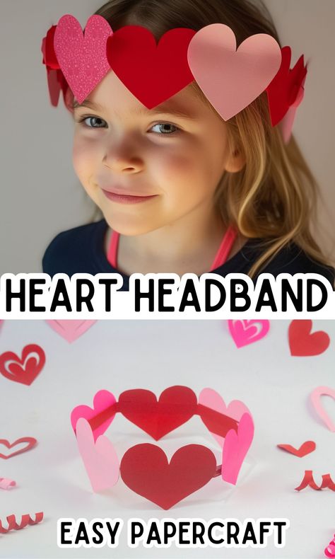 Easy Heart Headband Craft for Valentines Day - In The Playroom Diy Heart Headband, Heart Crafts For Kids Preschool, Craft For Valentines Day, Valentines Headband, World Heart Day, Headband Crafts, Heart Headband, Holiday Inspo, Valentine Crafts For Kids