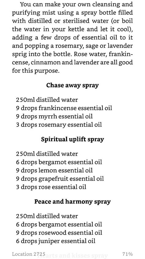 Essential oil spray recipes from "Grimoire of a Kitchen Witch" Essential Oils For Witches, Smudge Spray Recipe Essential Oils, Spray Spells, Divination Oil Recipe, Oil Recipes Witchcraft, Fiery Wall Of Protection Oil Recipe, Witchy Sprays, Protection Oil Recipe, Spell Oil Recipe