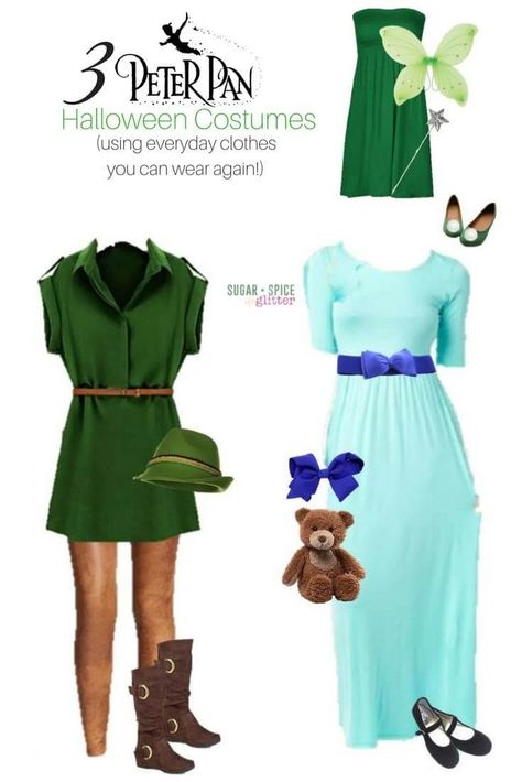 Diy Peter Pan Costume, Peter Pan Halloween, Wendy Costume, Peter Pan Outfit, Tinkerbell Outfit, Peter Pan Costumes, Peter Pan Costume, Hallowen Costume, Disney Halloween Costumes