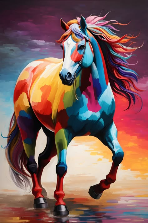 Gallop into a world of wonder with our dazzling, rainbow-colored running horse! Embrace the magic of art and nature as this vibrant equine spirit captures your heart on our Pinterest board. Witness the harmony of hues and the grace of movement in this mesmerizing blend of imagination and reality Running Horses Painting, Colorful Horse Art, Horse Anatomy, Art And Nature, Running Horse, World Of Wonder, Horse Wall Art, Running Horses, Horse Drawing