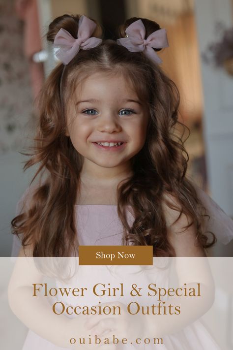 Lottle Girls Hairstyle, Little Flower Girl Hair Styles, Hair Style For Kids Girl For Wedding, Toddler Party Hairstyles Girl, Fancy Toddler Hairstyles, Flower Girl Short Hairstyles, Flower Girl Hair Toddler, Girls Fancy Hairstyles, Flower Girl Makeup Kids