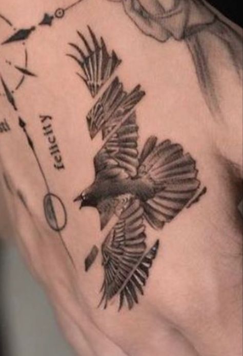 Bird Tattoo Men Hand, Men’s Bird Tattoo, Realism Bird Tattoo, Men’s Sparrow Tattoo, Bird Watching Tattoo, Bird Hand Tattoo, Animal Sleeve Tattoo, Eagle Tattoo, Bullet Journal School