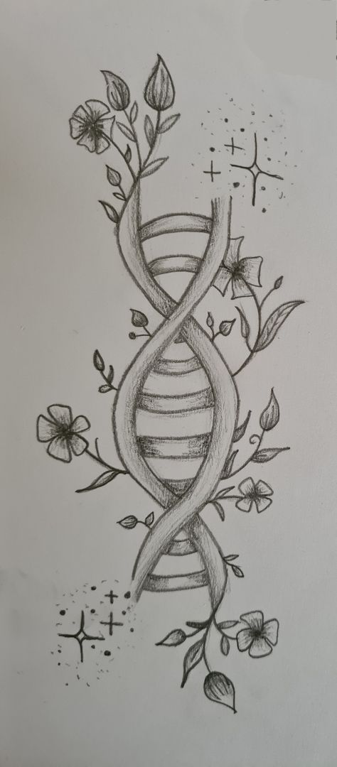 #drawing #dna #flowers Biology Art Draw Ideas, Art Sketchbook Drawing, Dna Drawing, Biology Drawing, Book Cover Page Design, Creative Book Cover Designs, Dna Tattoo, Creative Book Covers, Bond Paper Design