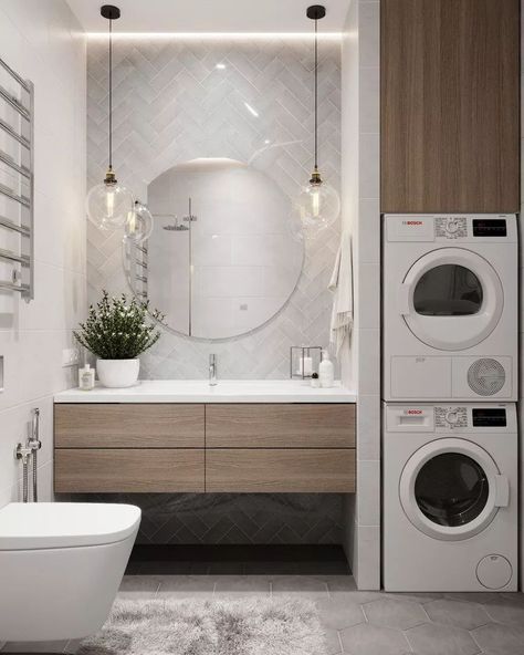 How To Put The Washing Machine In The Bathroom Of 5 Square Meters? 35 Design Solutions, Super Show Senior! Bathroom And Laundry Room Combo, Laundry Room Layout Ideas, Laundry Room Layout, Laundry Bathroom Combo, Room Layout Ideas, Laundry Room Layouts, Laundry Room Bathroom, Small Toilet, Bathroom Layout