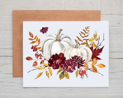 Notes Of Encouragement, Cards Anniversary, Fall Greeting Cards, Pumpkin Cards, Watercolor Greeting Cards, Fall Watercolor, Great Teacher Gifts, Cards With Envelopes, Encouragement Cards