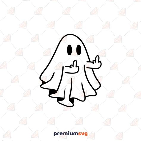 Ghost Flipping Off Tattoo, Funny Halloween Tattoos, Silly Ghost Tattoo, Ghost Drawings Cute, Ghost Cute Art, This Is Halloween, Cut Here Tattoos, Funny Ghost Tattoo, How To Draw A Ghost