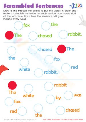 Pupils are tasked with rearranging sentence words, transcribing the sentence, and illustrating it. These worksheets emphasize the link between words, sentences, and their meanings. #Kindergarten #Grade-1 Sentences Worksheet, Words Worksheet, Sentence Scramble, Modern Tv Wall Units, Modern Tv Wall, Fox And Rabbit, The Sentence, Complete Sentences, Wall Units